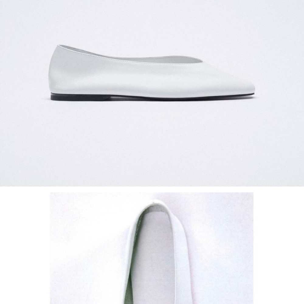 ZARA LEATHER BALLET FLATS WHITE